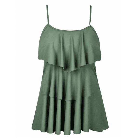 Hilor Women's Tankini Tops Ruffled Flounce Flowy Tiered Bathing Suits