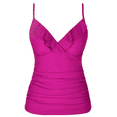 thumbnail image 1 of Hilor Women's Tankini Tops Shirred Ruffled Swimsuits V Neck Swimwear Top, 1 of 5