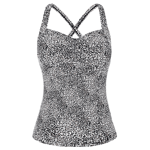 Hilor Women's Tankini Tops Shirred Tummy Control Swimsuits Cross Back Tankini Swimwear Tops