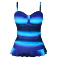 thumbnail image 1 of Hilor Womens 50's Retro Ruched Tankini Tops Ruffle Hem Swimsuit Tops Plus Size Swim Tops, 1 of 6