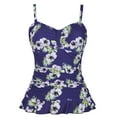 thumbnail image 1 of Hilor Womens 50's Retro Ruched Tankini Tops Ruffle Hem Swimsuit Tops Plus Size Swimwear Tops, 1 of 5