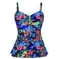 thumbnail image 1 of Hilor Womens 50's Retro Ruched Tankini Tops Ruffle Hem Swimsuit Tops Plus Size Swimwear Tops, 1 of 6
