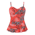 thumbnail image 1 of Hilor Womens 50's Retro Ruched Tankini Tops Ruffle Hem Swimsuit Tops Plus Size Swimwear Tops, 1 of 5