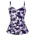 thumbnail image 1 of Hilor Womens 50's Retro Ruched Tankini Tops Ruffle Hem Swimsuit Tops Plus Size Swimwear Tops, 1 of 7
