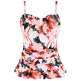 thumbnail image 1 of Hilor Womens 50's Retro Ruched Tankini Tops Ruffle Hem Swimsuit Tops, 1 of 6