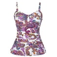 thumbnail image 1 of Hilor Womens 50's Retro Ruched Tankini Tops Ruffle Hem Swimsuit Tops, 1 of 6