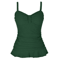 thumbnail image 1 of Hilor Womens 50's Retro Ruched Tankini Tops Ruffle Hem Swimsuit Tops, 1 of 6