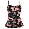 thumbnail image 1 of Hilor Womens 50's Retro Ruched Tankini Tops Ruffle Hem Swimsuit Tops, 1 of 6