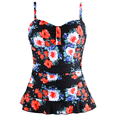 thumbnail image 1 of Hilor Womens 50's Retro Ruched Tankini Tops Ruffle Hem Swimsuit Tops, 1 of 6