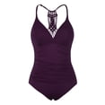 thumbnail image 1 of Hilor Womens Halter One Piece Bathing Suits Macrame Back Swimsuits Tummy Control Swimwear, 1 of 8