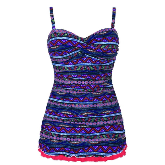 Hilor Womens One Piece Bathing Suit Tummy Control Swimsuit Ruffle Swimdress with Panty