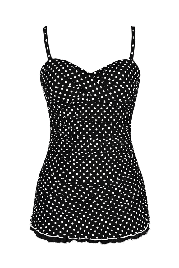 Womens One Piece Bathing Suit Tummy Control Swimsuit Ruffle Swimdress with Panty