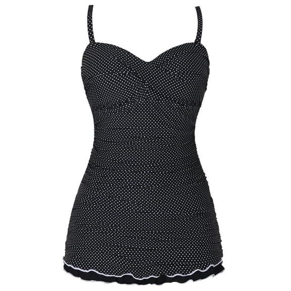 Hilor Womens One Piece Bathing Suit Tummy Control Swimsuit Ruffle Swimdress with Panty