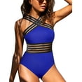 thumbnail image 1 of Hilor Womens One Piece Swimsuits Front Crossover Bathing Suits Sexy Mesh Monokini Swimwear, 1 of 8