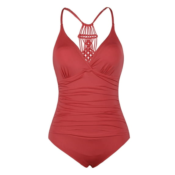 Hilor Womens One Piece V Neck Bathing Suits Strappy Back swimsuits Tummy Control Swimwear