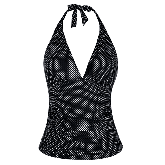 Hilor Womens Plunging V Neck Halter Bathing Suit Tops Shirred Tankini Top