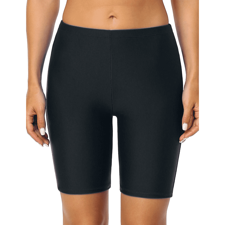 Hilor Womens Plus Size Swim Shorts Rash Guard Swim Bottom Active Sport Surf Shorts UV Long Bike Shorts