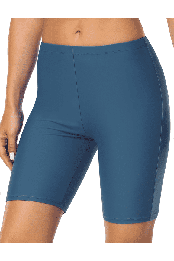 Womens Plus Size Swim Shorts Rash Guard Swim Bottom Active Sport Surf Shorts UV Long Bike Shorts