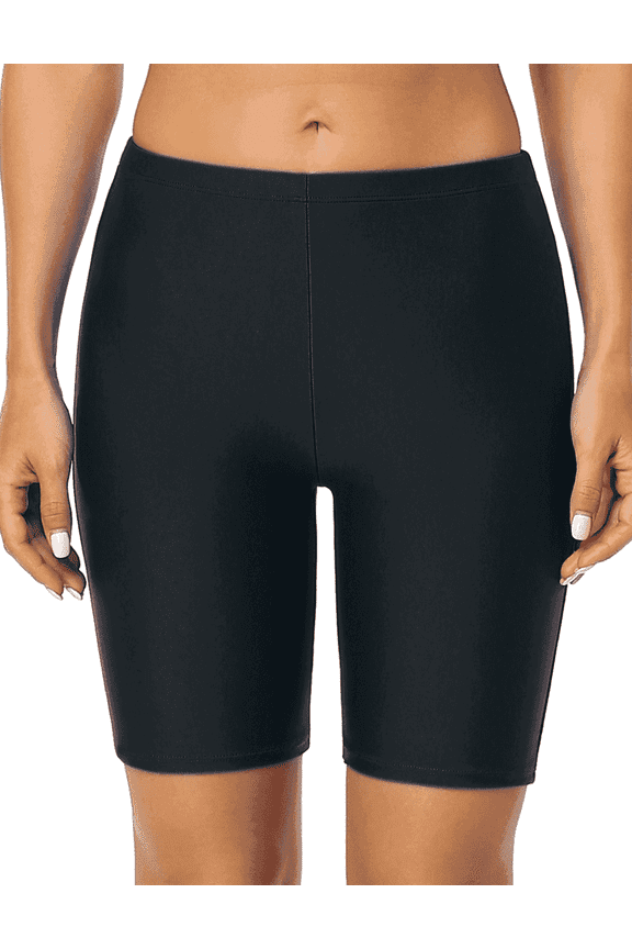 Womens Plus Size Swim Shorts Rash Guard Swim Bottom Active Sport Surf Shorts UV Long Bike Shorts