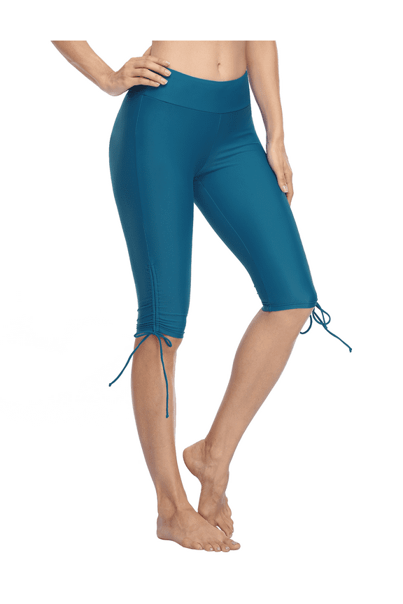 Womens Rash Guard Long Swim Shorts UPF50+ Surfing Tights Tankini Bottom