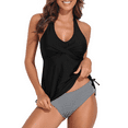 thumbnail image 1 of Hilor Womens Ruched Two Piece Bathing Suits Tummy Control Swimwear Halter Tankini Swimsuits, 1 of 6