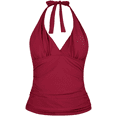 thumbnail image 1 of Hilor Womens Swimsuit Tops V Neck Halter Swim Tops Tummy Control Tankini Top, 1 of 4
