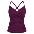 Hilor Womens Underwire Tankini Top Swimwear Twist V Neck Swimsuits