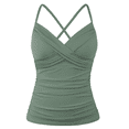 thumbnail image 1 of Hilor Womens Underwire Tankini Top Swimwear Twist V Neck Swimsuits Tummy Control Crossback Bathing Suits Top Only, 1 of 7