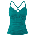 thumbnail image 1 of Hilor Womens Underwire Tankini Top Swimwear Twist V Neck Swimsuits Tummy Control Crossback Bathing Suits Top Only, 1 of 7