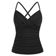 thumbnail image 1 of Hilor Womens Underwire Tankini Top Swimwear Twist V Neck Swimsuits Tummy Control Crossback Bathing Suits Top Only, 1 of 7