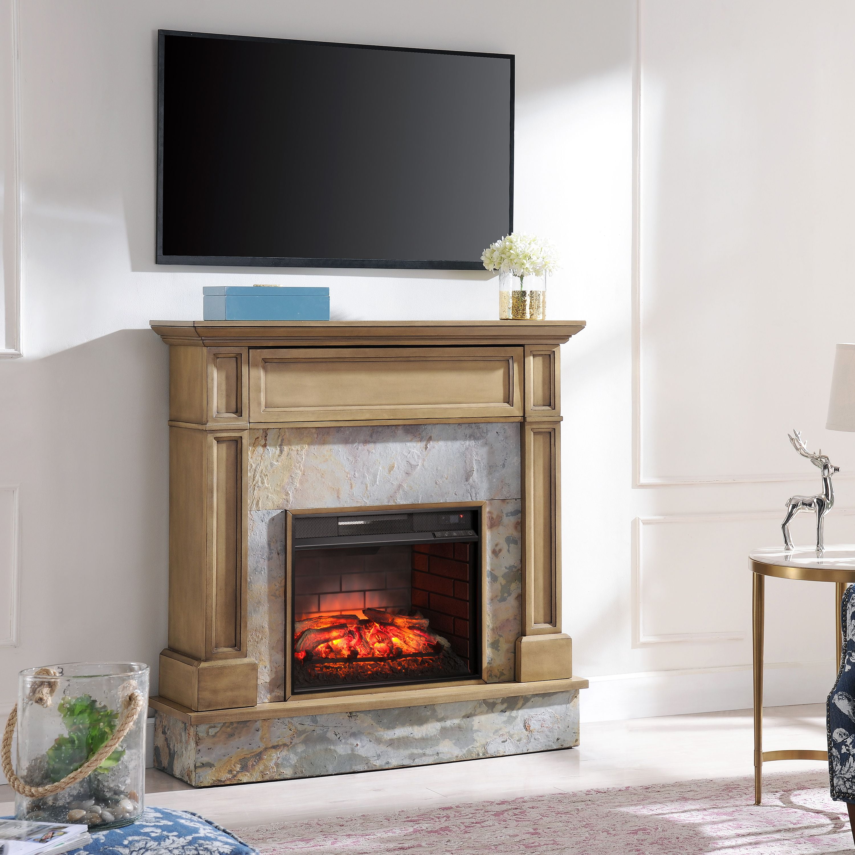 Hilstone Stone Infrared Media Fireplace, Traditional, Weathered Gray Oak -  Walmart.com