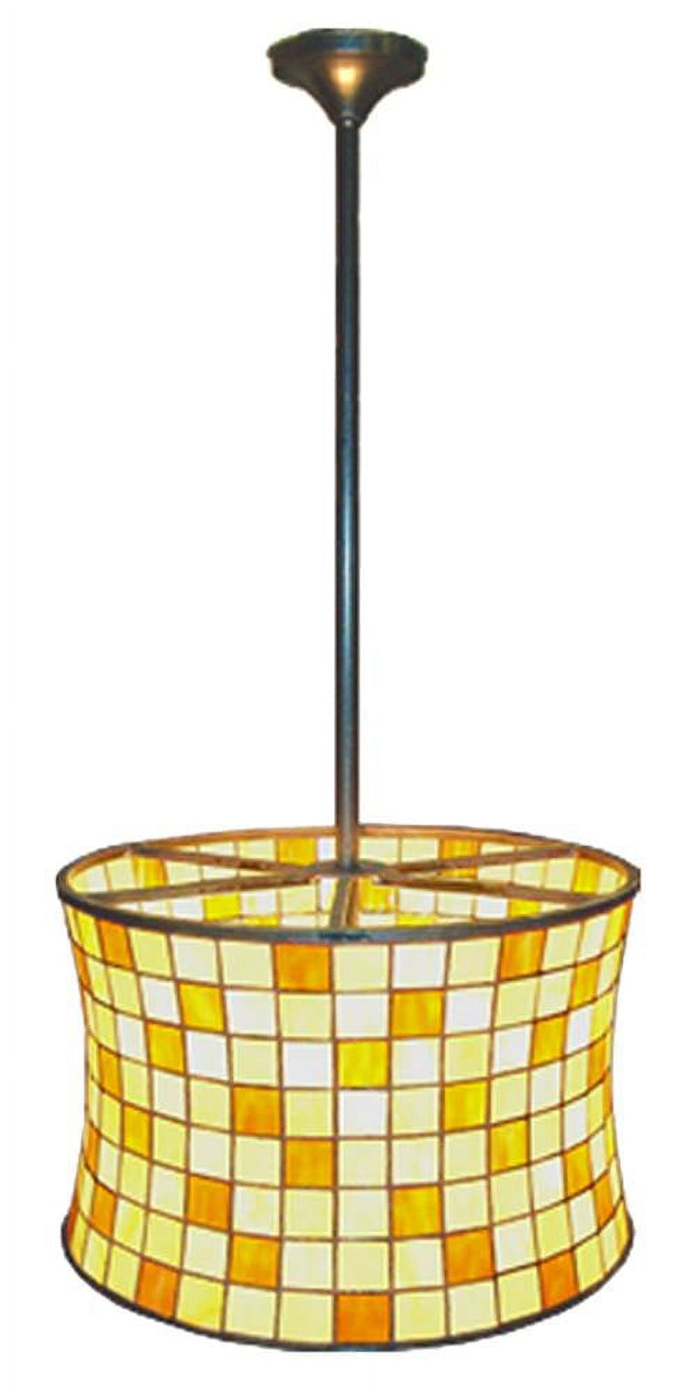 Hilton Barrel 20" Mahogany Bronze and Beige Glass Pendant