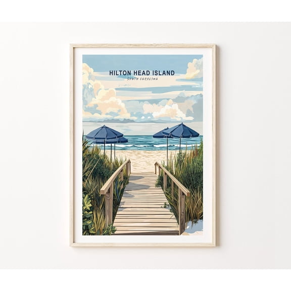 Hilton Head Island South Carolina Travel Wall Art, Unframed Canvas 8x10in