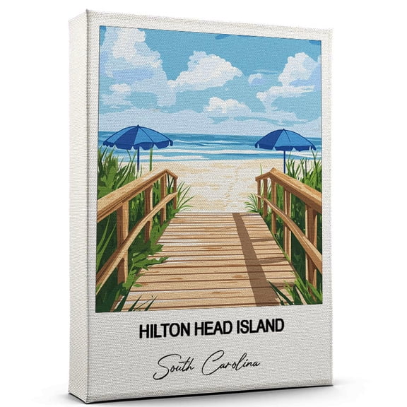 Hilton Head Island Travel Canvas Wall Art Beautiful Travel Decor for Bedroom, Office South Carolina Canvas Print Serene and Scenic Wall Decor Gift for Travel Lovers