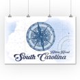 thumbnail image 1 of Hilton Head, South Carolina - Compass - Blue - Coastal Icon - Lantern Press Artwork (36x54 Giclee Gallery Print, Wall Decor Travel Poster), 1 of 1