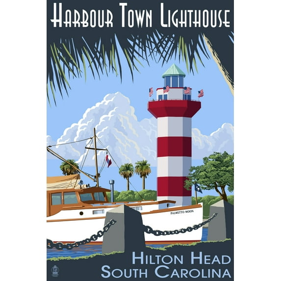 Hilton Head, South Carolina, Harbour Town Lighthouse (12x18 Wall Art Poster, Room Decor)