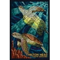 thumbnail image 1 of Hilton Head, South Carolina, Mosaic Sea Turtles (9x12 Wall Art Print, Home Decor), 1 of 3