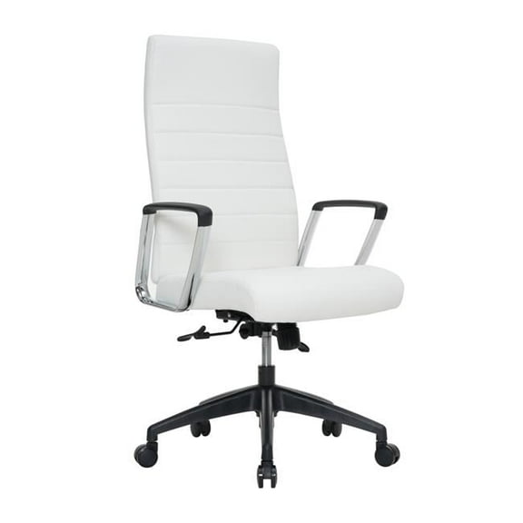 Hilton Modern High-Back Leather Office Chair, White