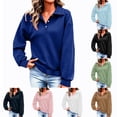 thumbnail image 1 of Hilzaten Collared Sweatshirt for Women Pullover Solid Drop Shoulder Crop Sweatshirt for Women, 1 of 7