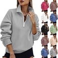 thumbnail image 1 of Hilzaten Drop Shoulder Sweatshirt for Women Solid Pullover Loosse Collared Womens Sweatshirt, 1 of 9