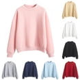 thumbnail image 1 of Hilzaten Fleece Sweatshirt for Women Solid Color Sport Loose Mock Neck Long Sleeve Winter Comfort Casual Top for Women, 1 of 4