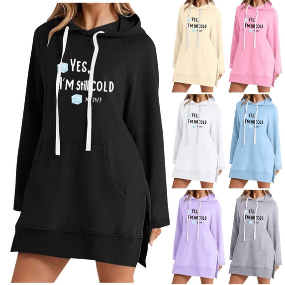 Hilzaten Hooded Sweatshirt for Women Drawstring Loosse Graphic Kangaroo Pocket Long Sleeve Pullover Womens Sweatshirt