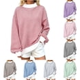 thumbnail image 1 of Hilzaten Plus Size Sweatshirt for Women Casual Winter Striped Knitted Mock Neck Long Sleeve Color Block Womens Top Sport, 1 of 8