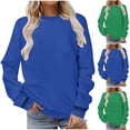 thumbnail image 1 of Hilzaten Solid Tops for Women Loosse Hoodless Pullover Casual Long Sleeve Sweatshirts for Women, 1 of 8