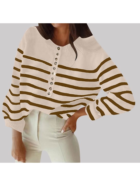 Women's Crew Neck sweater knit Long Sleeve Comfortable Versatile Everyday Essential