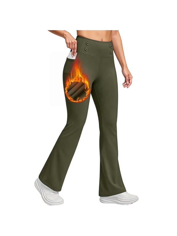 Women's Fleece Lining Leggings - Knit Slim-Leg Tight Active
