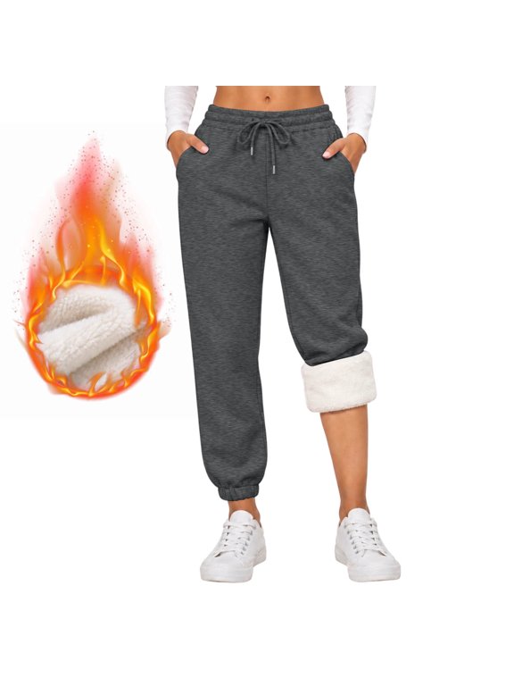 Women's Fleece Lining Leggings - Knit Slim-Leg Tight Yoga