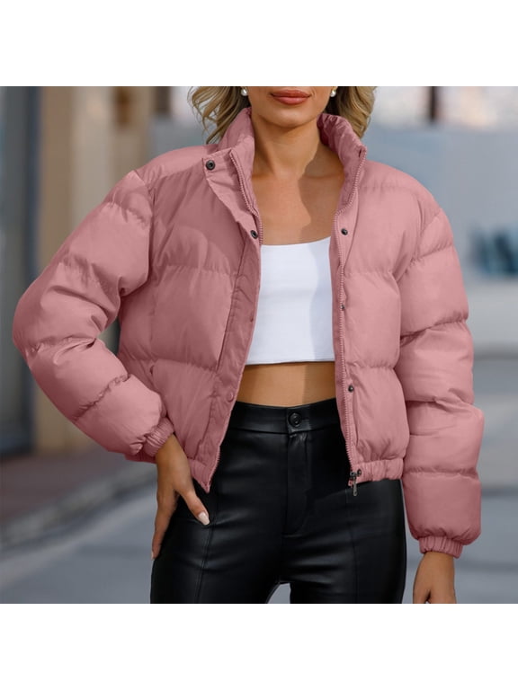 Women's Heavyweight Jacket - Zipper Solid Puffer