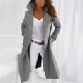 thumbnail image 1 of Hilzaten Women's Long Sleeve Wool Coat Regular Button Solid, 1 of 6