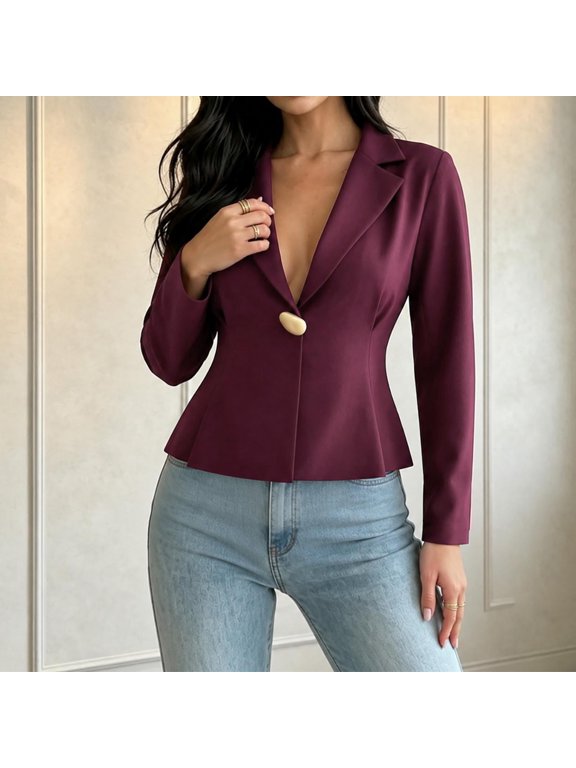 Women's Polyester5%spandex Jacket Slim Fit Solid